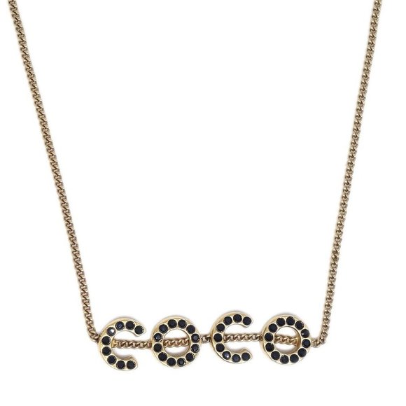 Chanel Chain Pendant Necklace Rhinestone Gold - Picture 1 of 4